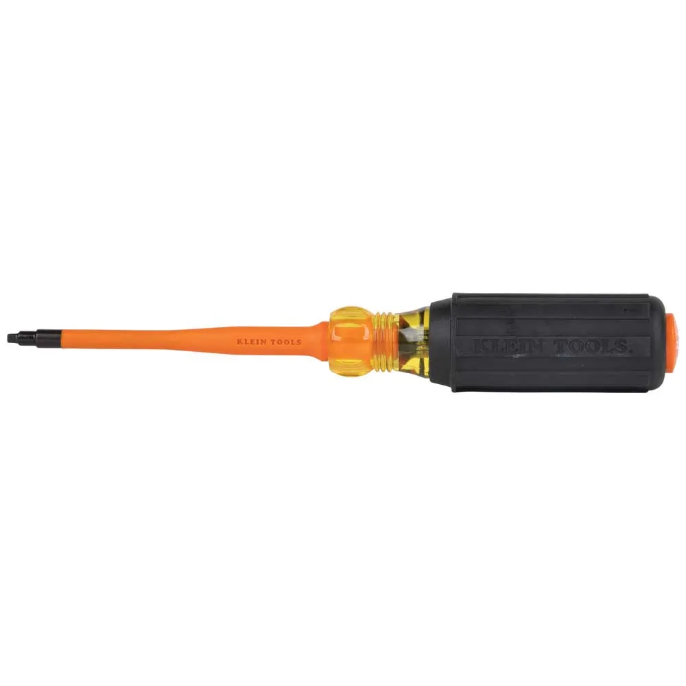 Desarmador de punta delgada con aislamiento de 1000 V; punta cuadrada n.º 2 y barra redonda de 10,9 cm